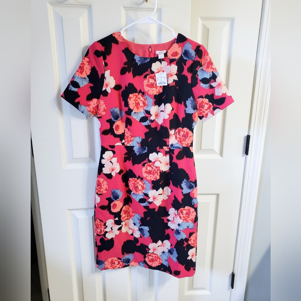 NWT J. Crew Factory Floral Short Sleeve Fully Lined Dress